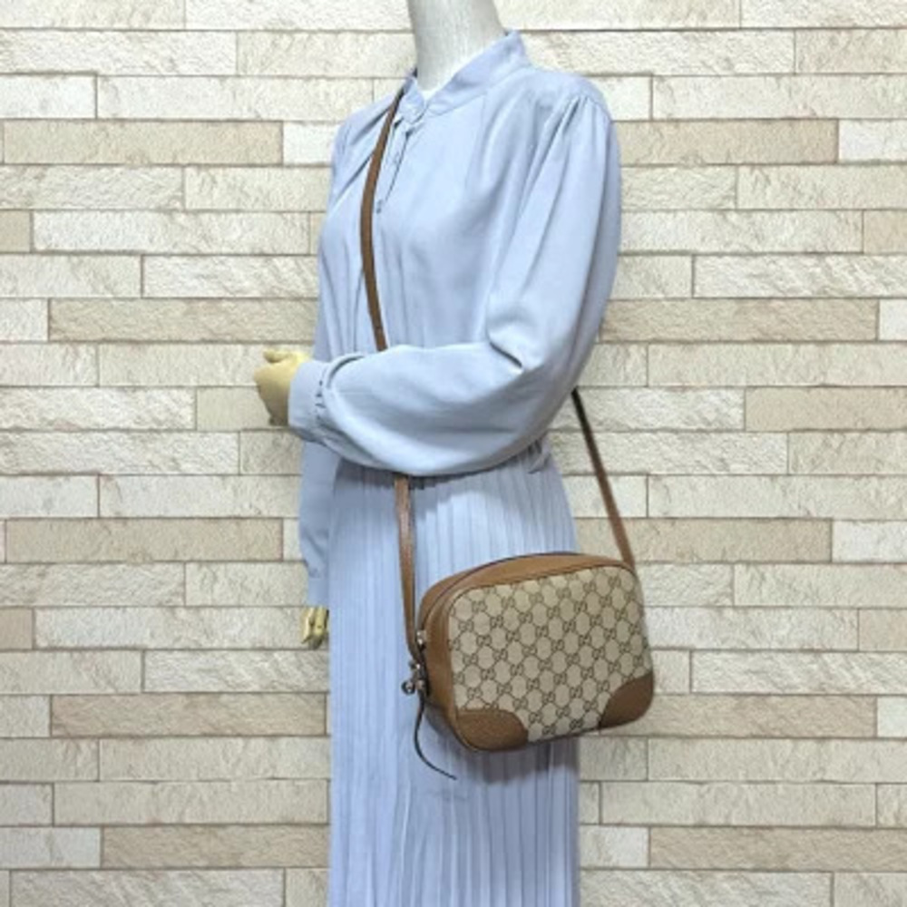 Gucci Canvas Beige Brown GG Shoulder Bag